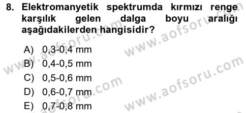 Uzaktan Algılama Uygulamaları Dersi 2024 - 2025 Yılı (Vize) Ara Sınav Soruları 8. Soru