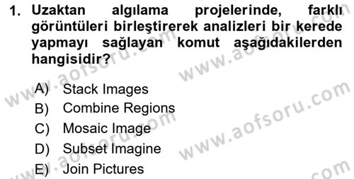 Uzaktan Algılama Uygulamaları Dersi 2024 - 2025 Yılı (Final) Dönem Sonu Sınav Soruları 1. Soru