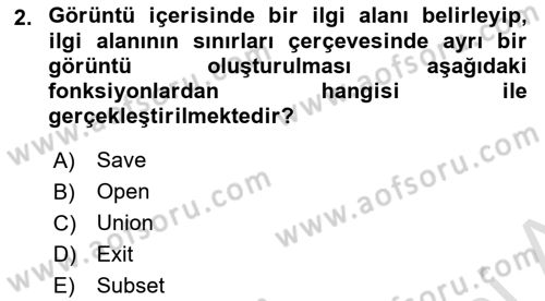 Uzaktan Algılama Uygulamaları Dersi 2024 - 2025 Yılı Yaz Okulu Sınav Soruları 2. Soru