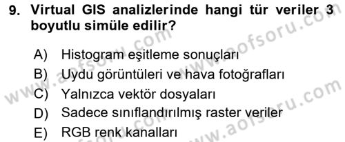 Uzaktan Algılama Uygulamaları Dersi 2024 - 2025 Yılı Yaz Okulu Sınav Soruları 9. Soru