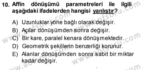 Fotogrametri Dersi 2013 - 2014 Yılı (Vize) Ara Sınav Soruları 10. Soru