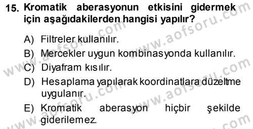 Fotogrametri Dersi 2013 - 2014 Yılı (Vize) Ara Sınav Soruları 15. Soru