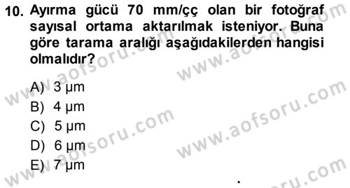 Fotogrametri Dersi 2013 - 2014 Yılı (Final) Dönem Sonu Sınav Soruları 10. Soru