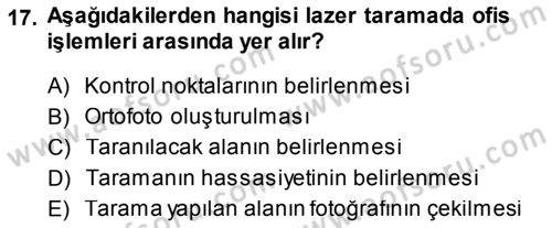Fotogrametri Dersi 2013 - 2014 Yılı (Final) Dönem Sonu Sınav Soruları 17. Soru