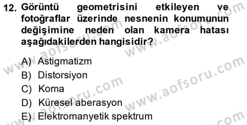 Fotogrametri Dersi 2014 - 2015 Yılı (Vize) Ara Sınav Soruları 12. Soru