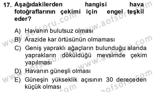 Fotogrametri Dersi 2014 - 2015 Yılı (Vize) Ara Sınav Soruları 17. Soru