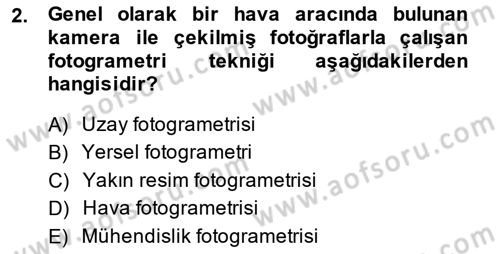 Fotogrametri Dersi 2014 - 2015 Yılı (Vize) Ara Sınav Soruları 2. Soru