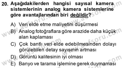 Fotogrametri Dersi 2014 - 2015 Yılı (Vize) Ara Sınav Soruları 20. Soru