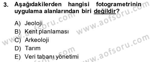 Fotogrametri Dersi 2014 - 2015 Yılı (Vize) Ara Sınav Soruları 3. Soru