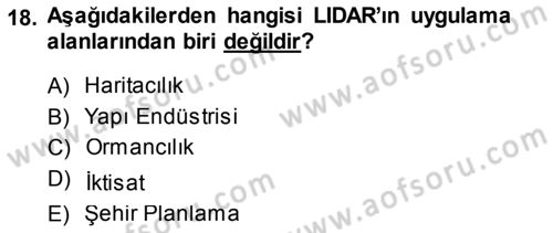 Fotogrametri Dersi 2014 - 2015 Yılı (Final) Dönem Sonu Sınav Soruları 18. Soru