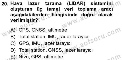 Fotogrametri Dersi 2014 - 2015 Yılı (Final) Dönem Sonu Sınav Soruları 20. Soru