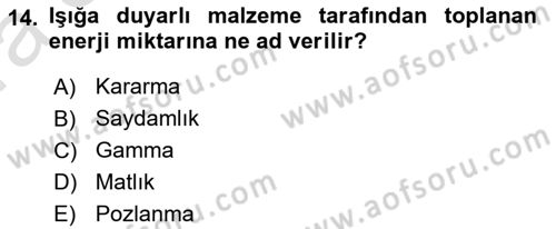 Fotogrametri Dersi 2016 - 2017 Yılı (Vize) Ara Sınav Soruları 14. Soru