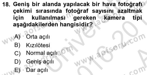 Fotogrametri Dersi 2016 - 2017 Yılı (Vize) Ara Sınav Soruları 18. Soru