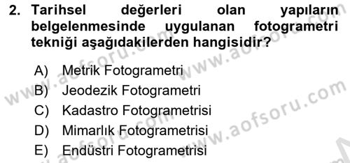 Fotogrametri Dersi 2016 - 2017 Yılı (Vize) Ara Sınav Soruları 2. Soru