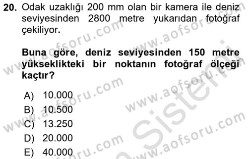 Fotogrametri Dersi 2016 - 2017 Yılı (Vize) Ara Sınav Soruları 20. Soru