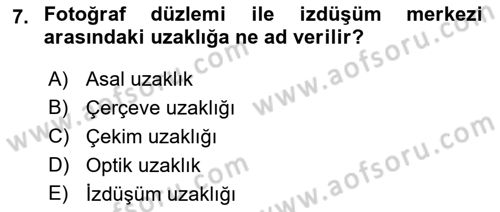 Fotogrametri Dersi 2016 - 2017 Yılı (Vize) Ara Sınav Soruları 7. Soru