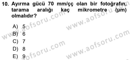 Fotogrametri Dersi 2016 - 2017 Yılı (Final) Dönem Sonu Sınav Soruları 10. Soru