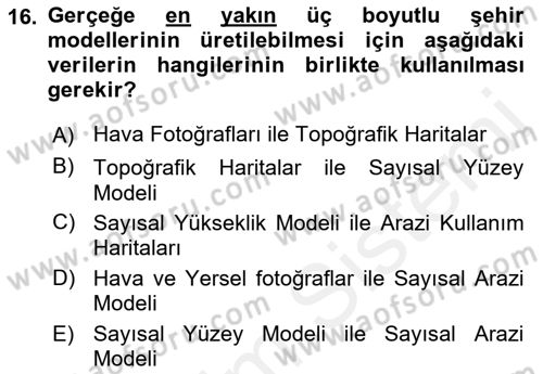 Fotogrametri Dersi 2016 - 2017 Yılı (Final) Dönem Sonu Sınav Soruları 16. Soru