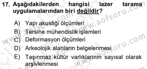 Fotogrametri Dersi 2016 - 2017 Yılı (Final) Dönem Sonu Sınav Soruları 17. Soru