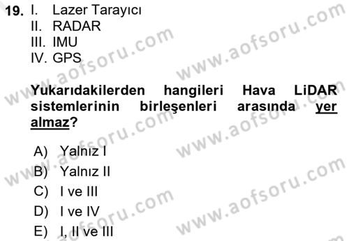 Fotogrametri Dersi 2016 - 2017 Yılı (Final) Dönem Sonu Sınav Soruları 19. Soru