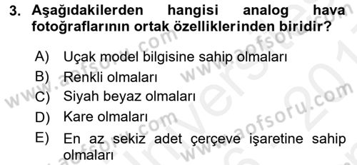 Fotogrametri Dersi 2016 - 2017 Yılı (Final) Dönem Sonu Sınav Soruları 3. Soru