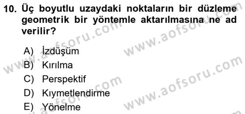 Fotogrametri Dersi Ara Sınavı Deneme Sınav Soruları 10. Soru