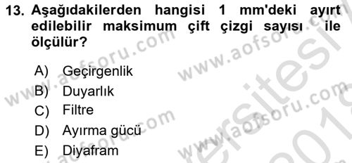 Fotogrametri Dersi Ara Sınavı Deneme Sınav Soruları 13. Soru