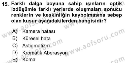 Fotogrametri Dersi Ara Sınavı Deneme Sınav Soruları 15. Soru