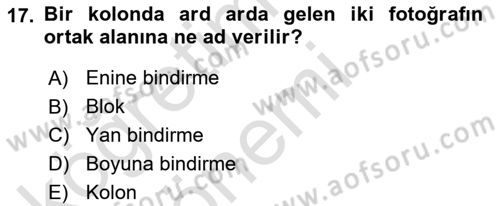 Fotogrametri Dersi 2017 - 2018 Yılı (Vize) Ara Sınav Soruları 17. Soru