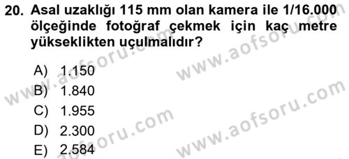 Fotogrametri Dersi Ara Sınavı Deneme Sınav Soruları 20. Soru