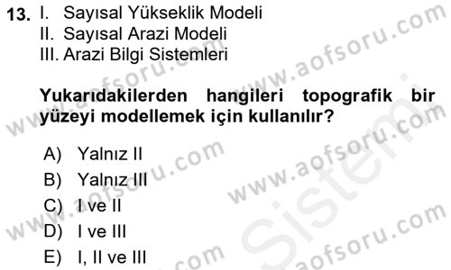 Fotogrametri Dersi 2017 - 2018 Yılı (Final) Dönem Sonu Sınav Soruları 13. Soru