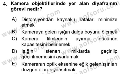 Fotogrametri Dersi 2017 - 2018 Yılı (Final) Dönem Sonu Sınav Soruları 4. Soru