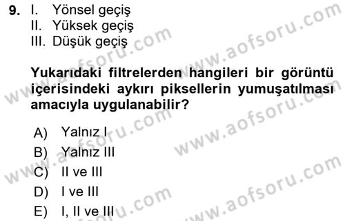 Fotogrametri Dersi 2017 - 2018 Yılı (Final) Dönem Sonu Sınav Soruları 9. Soru