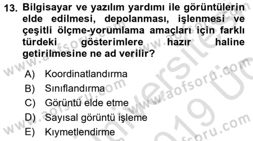 Fotogrametri Dersi 2018 - 2019 Yılı 3 Ders Sınav Soruları 13. Soru
