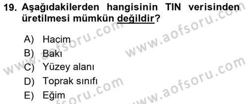 Fotogrametri Dersi 2018 - 2019 Yılı 3 Ders Sınav Soruları 19. Soru