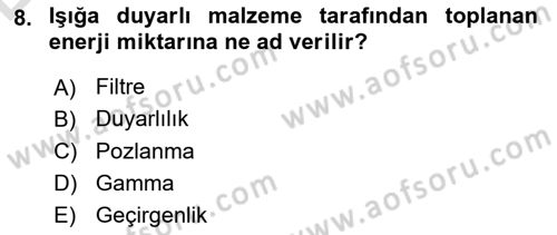Fotogrametri Dersi 2018 - 2019 Yılı 3 Ders Sınav Soruları 8. Soru