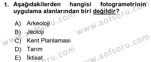 Fotogrametri Dersi 2018 - 2019 Yılı (Vize) Ara Sınav Soruları 1. Soru