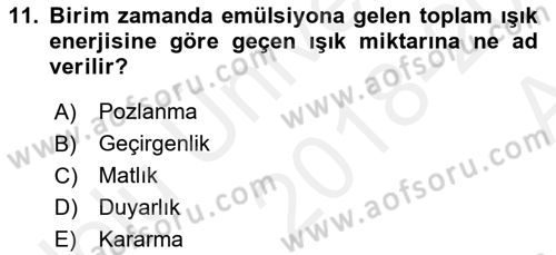 Fotogrametri Dersi 2018 - 2019 Yılı (Vize) Ara Sınav Soruları 11. Soru