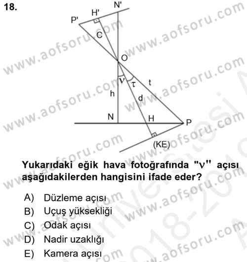 Fotogrametri Dersi 2018 - 2019 Yılı (Vize) Ara Sınav Soruları 18. Soru