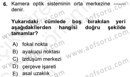 Fotogrametri Dersi 2018 - 2019 Yılı (Vize) Ara Sınav Soruları 6. Soru