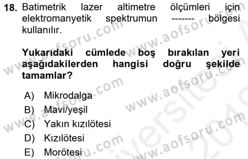 Fotogrametri Dersi 2018 - 2019 Yılı (Final) Dönem Sonu Sınav Soruları 18. Soru