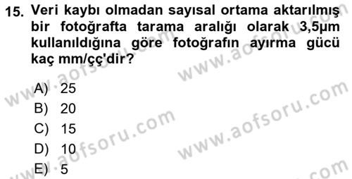 Fotogrametri Dersi 2018 - 2019 Yılı Yaz Okulu Sınav Soruları 15. Soru