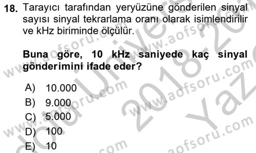 Fotogrametri Dersi 2018 - 2019 Yılı Yaz Okulu Sınav Soruları 18. Soru