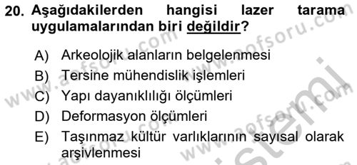 Fotogrametri Dersi 2018 - 2019 Yılı Yaz Okulu Sınav Soruları 20. Soru