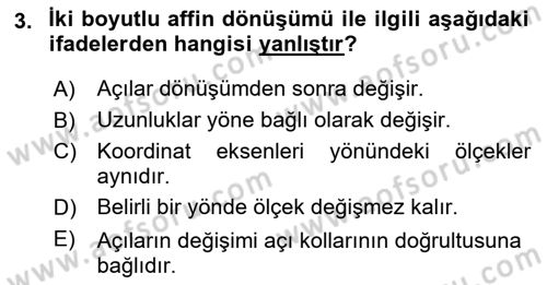 Fotogrametri Dersi 2018 - 2019 Yılı Yaz Okulu Sınav Soruları 3. Soru