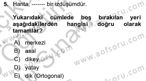 Fotogrametri Dersi 2018 - 2019 Yılı Yaz Okulu Sınav Soruları 5. Soru