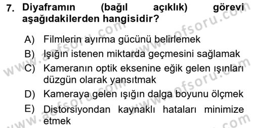 Fotogrametri Dersi 2018 - 2019 Yılı Yaz Okulu Sınav Soruları 7. Soru