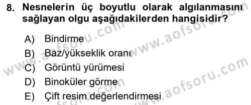 Fotogrametri Dersi 2018 - 2019 Yılı Yaz Okulu Sınav Soruları 8. Soru