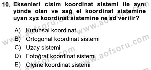 Fotogrametri Dersi 2019 - 2020 Yılı (Vize) Ara Sınavı 10. Soru