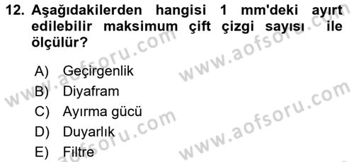 Fotogrametri Dersi Ara Sınavı Deneme Sınav Soruları 12. Soru